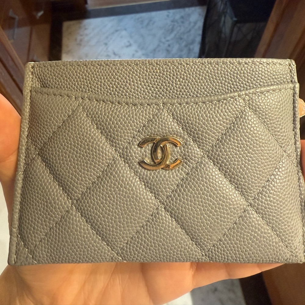CHANEL Quilted Gray Wallet